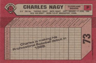 1989 Bowman #73 Charles Nagy Back