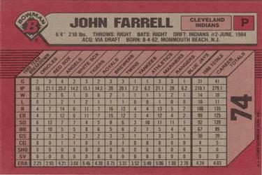 1989 Bowman #74 John Farrell Back