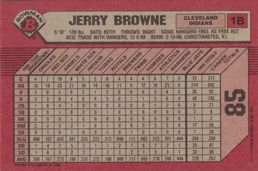 1989 Bowman #85 Jerry Browne Back