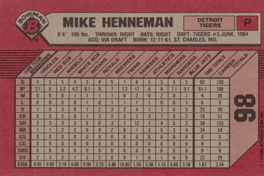 1989 Bowman #98 Mike Henneman Back