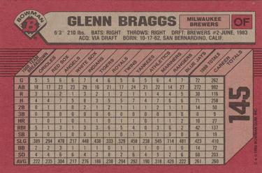 1989 Bowman #145 Glenn Braggs Back