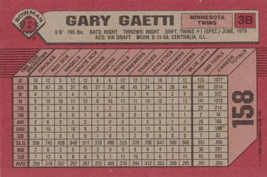 1989 Bowman #158 Gary Gaetti Back