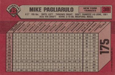 1989 Bowman #175 Mike Pagliarulo Back