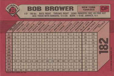 1989 Bowman #182 Bob Brower Back
