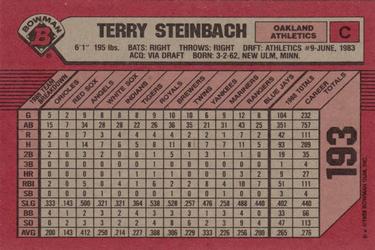 1989 Bowman #193 Terry Steinbach Back
