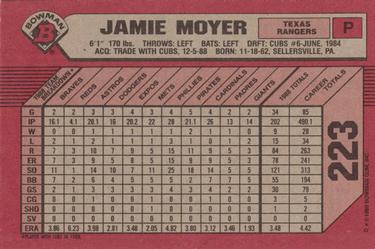 1989 Bowman #223 Jamie Moyer Back