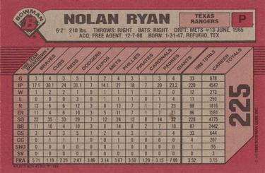 1989 Bowman #225 Nolan Ryan Back