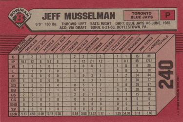 1989 Bowman #240 Jeff Musselman Back