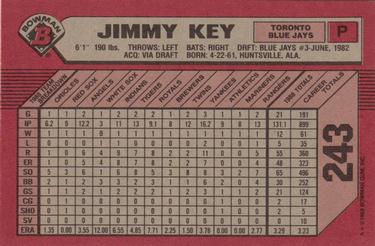 1989 Bowman #243 Jimmy Key Back