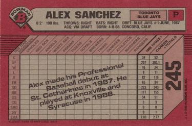 1989 Bowman #245 Alex Sanchez Back
