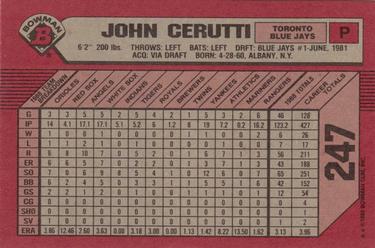 1989 Bowman #247 John Cerutti Back