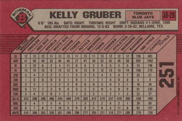 1989 Bowman #251 Kelly Gruber Back