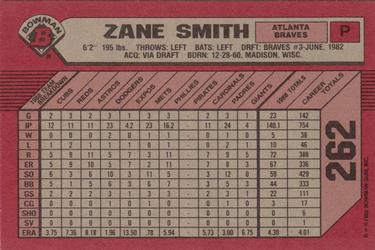 1989 Bowman #262 Zane Smith Back