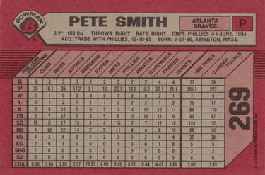 1989 Bowman #269 Pete Smith Back