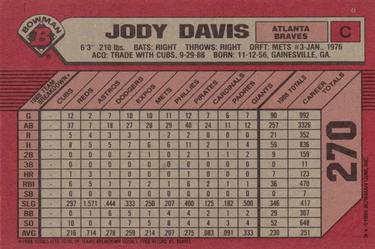 1989 Bowman #270 Jody Davis Back