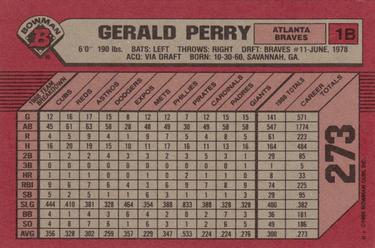1989 Bowman #273 Gerald Perry Back