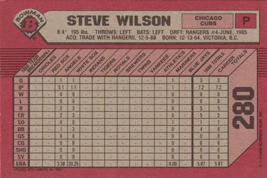 1989 Bowman #280 Steve Wilson Back