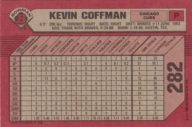 1989 Bowman #282 Kevin Coffman Back
