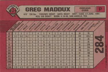 1989 Bowman #284 Greg Maddux Back
