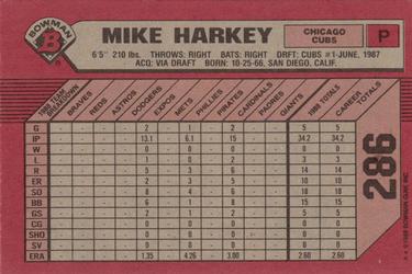 1989 Bowman #286 Mike Harkey Back