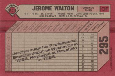 1989 Bowman #295 Jerome Walton Back