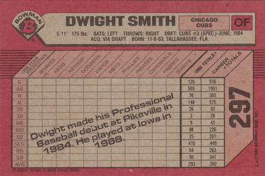 1989 Bowman #297 Dwight Smith Back
