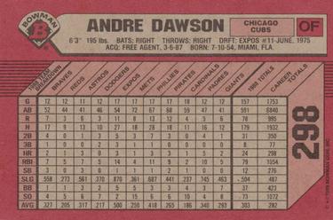 1989 Bowman #298 Andre Dawson Back
