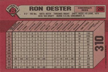 1989 Bowman #310 Ron Oester Back