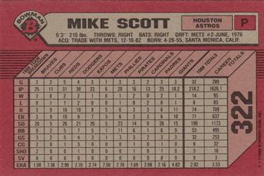 1989 Bowman #322 Mike Scott Back