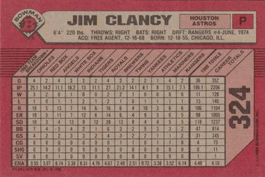 1989 Bowman #324 Jim Clancy Back
