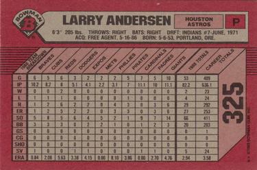 1989 Bowman #325 Larry Andersen Back