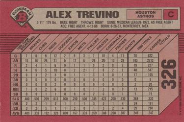 1989 Bowman #326 Alex Trevino Back