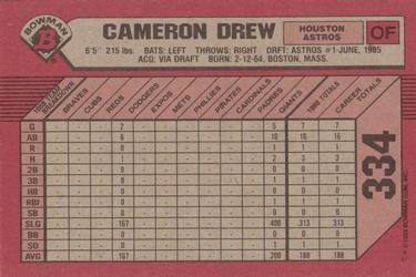 1989 Bowman #334 Cameron Drew Back