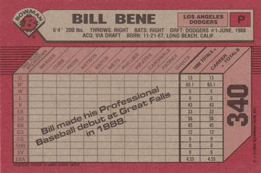 1989 Bowman #340 Bill Bene Back