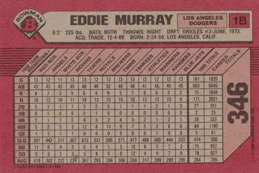 1989 Bowman #346 Eddie Murray Back