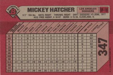 1989 Bowman #347 Mickey Hatcher Back
