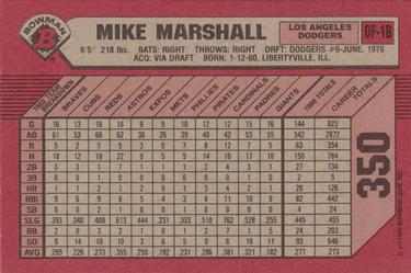 1989 Bowman #350 Mike Marshall Back