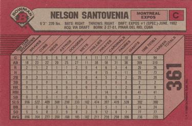 1989 Bowman #361 Nelson Santovenia Back