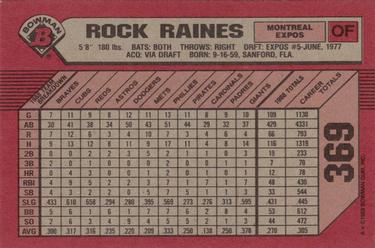 1989 Bowman #369 Rock Raines Back