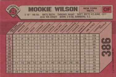 1989 Bowman #386 Mookie Wilson Back