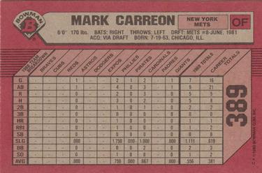 1989 Bowman #389 Mark Carreon Back