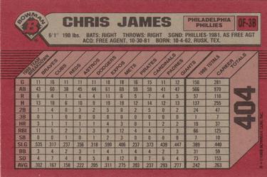 1989 Bowman #404 Chris James Back