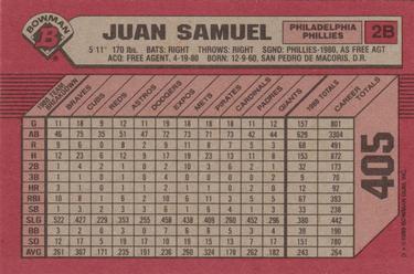 1989 Bowman #405 Juan Samuel Back