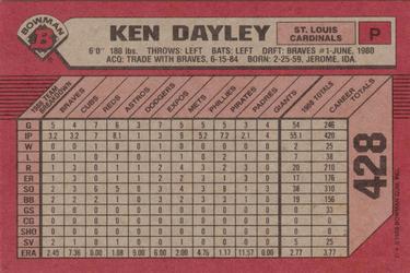 1989 Bowman #428 Ken Dayley Back