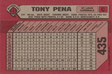 1989 Bowman #435 Tony Pena Back