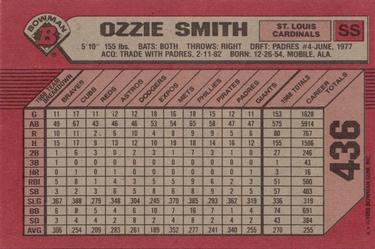 1989 Bowman #436 Ozzie Smith Back