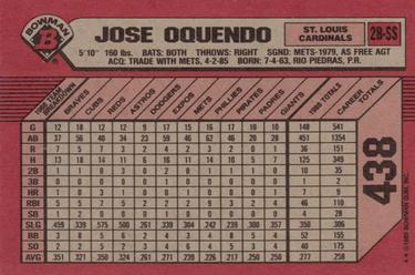 1989 Bowman #438 Jose Oquendo Back