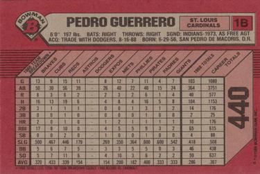 1989 Bowman #440 Pedro Guerrero Back