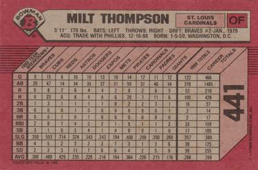 1989 Bowman #441 Milt Thompson Back