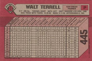 1989 Bowman #445 Walt Terrell Back